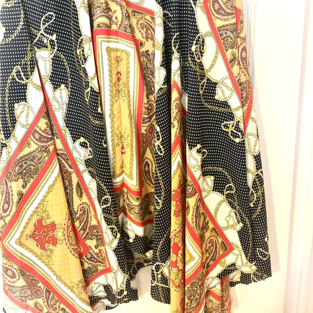 Printed asymmetrical midi skirt